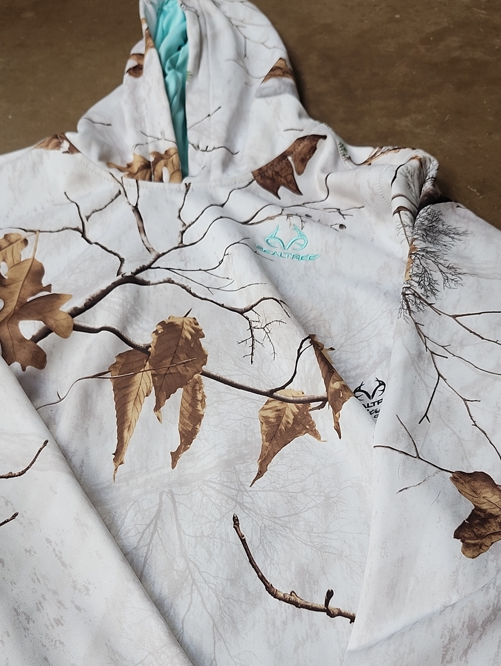 Realtree White & Brown Leaf Camo Kids Hooded Jacket